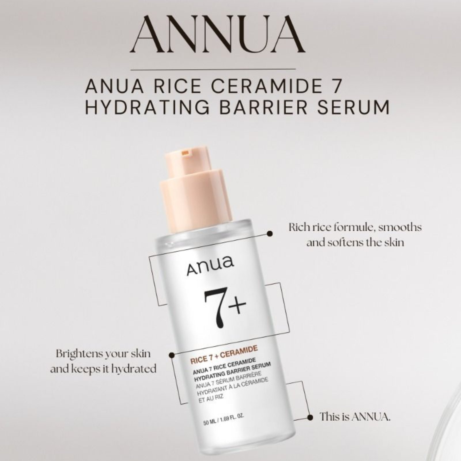 Anua 7 Rice Ceramide Hydrating Barrier Serum - Image 3