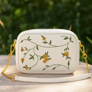 Floral Chic Crossbody Bag - White