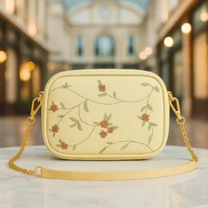 Floral Chic Crossbody Bag - Beige
